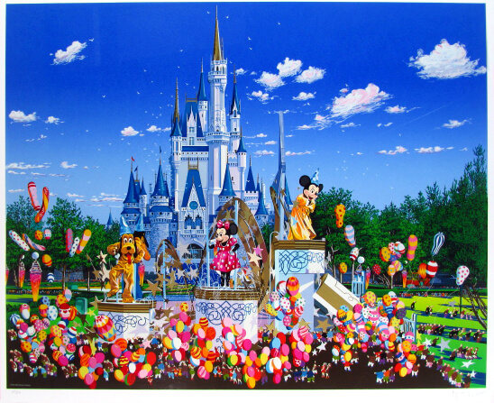 ヒロ・ヤマガタの絵画作品　タイトルは、ディズニーランドの午後